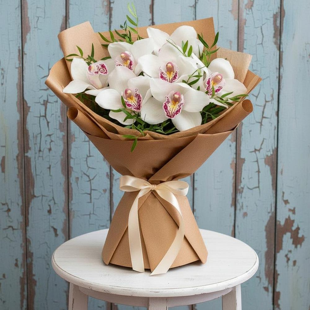 Букет цветов из: Орхидеи и Розы в Дагестанских огнях