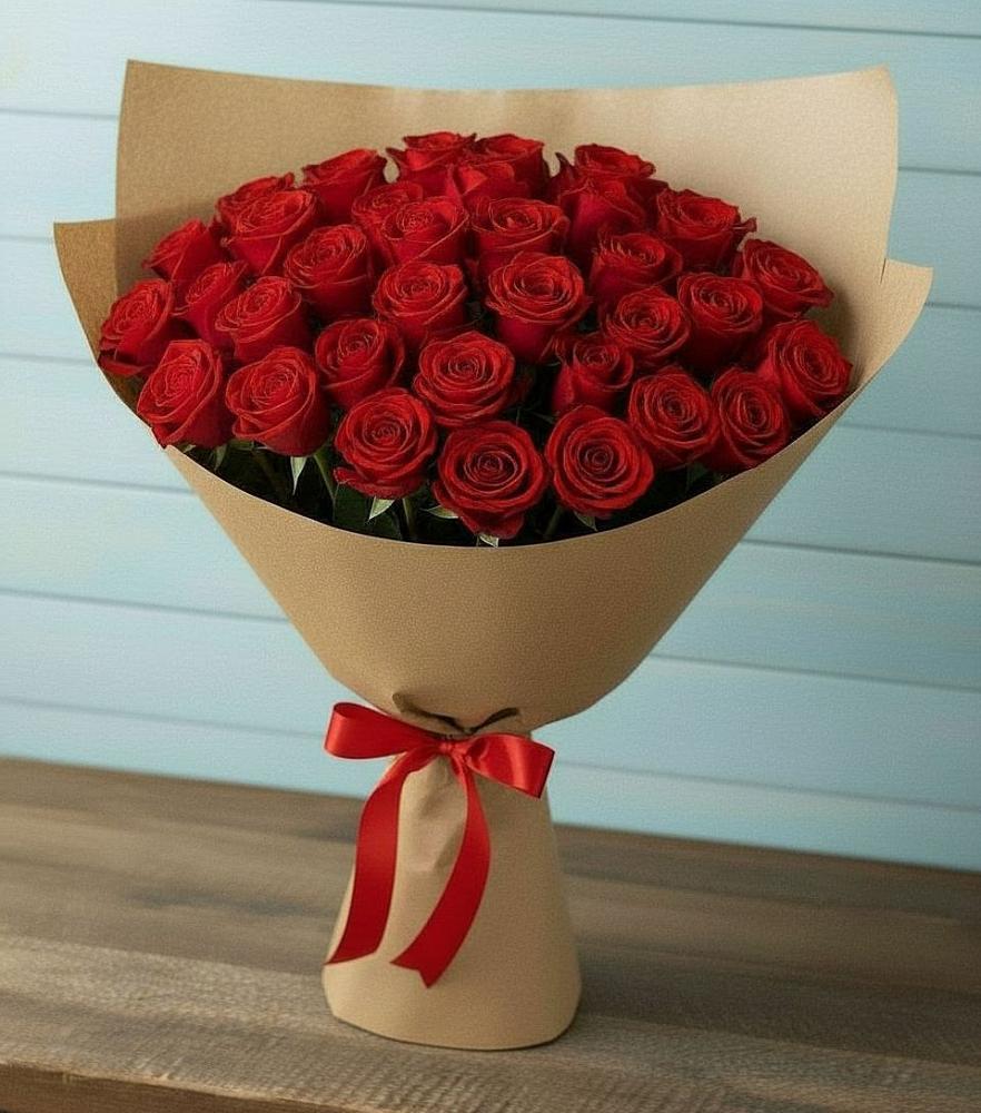 Букет Красные розы Милано в Дагестанских огнях