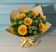 Букет цветов из:  Герберы и Хризантемы в Дагестанских огнях