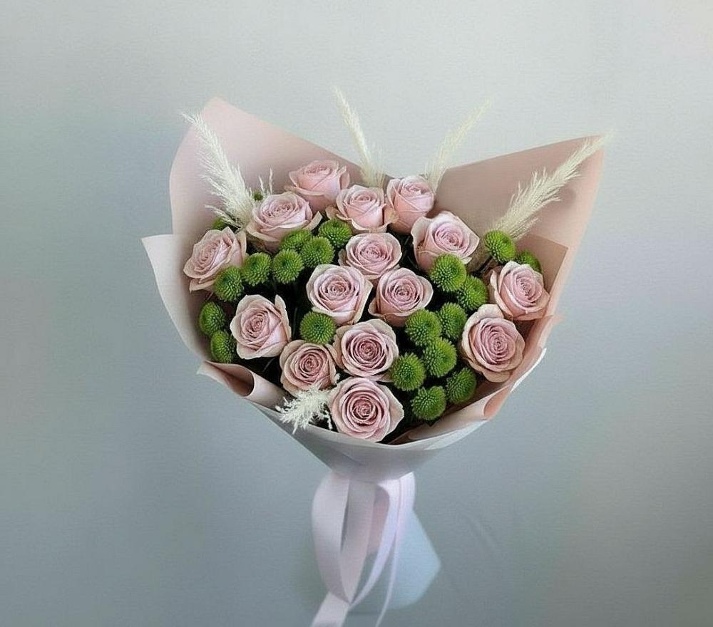 Букет цветов из: Розы и Хризантемы в Дагестанских огнях