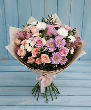 Букет цветов из:  Хризантемы, Розы и Альстромерии #REPLACE_PRED# Дагестанских огнях