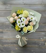 Букет цветов из:  Альстромерии, Розы и Хризантемы в Дагестанских огнях