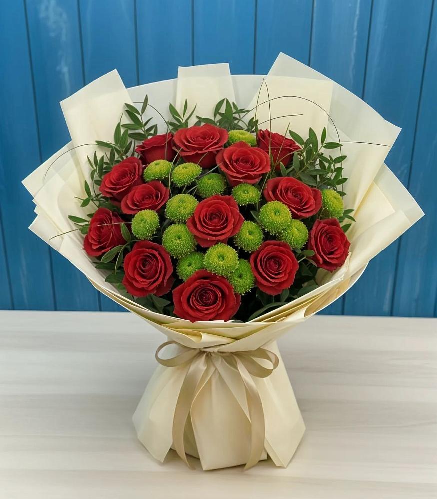 Букет цветов из: Розы и Хризантемы в Дагестанских огнях