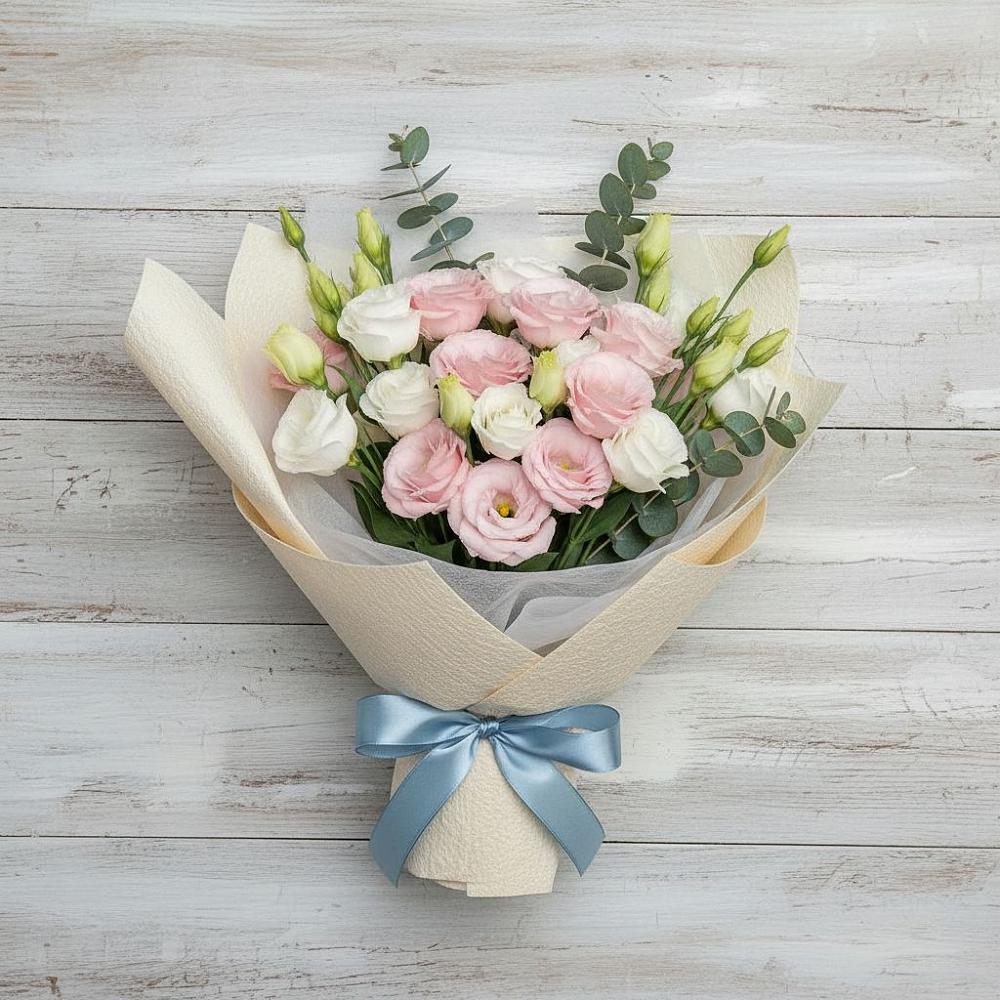 Букет цветов из: Лизиантусы в Дагестанских огнях